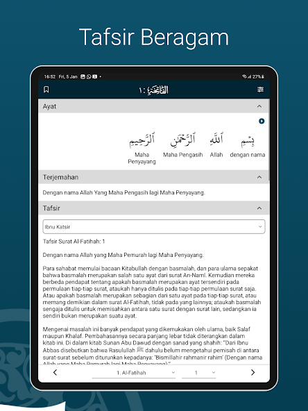 Tampilan beragam tafsir dalam Learn Quran Tafsir